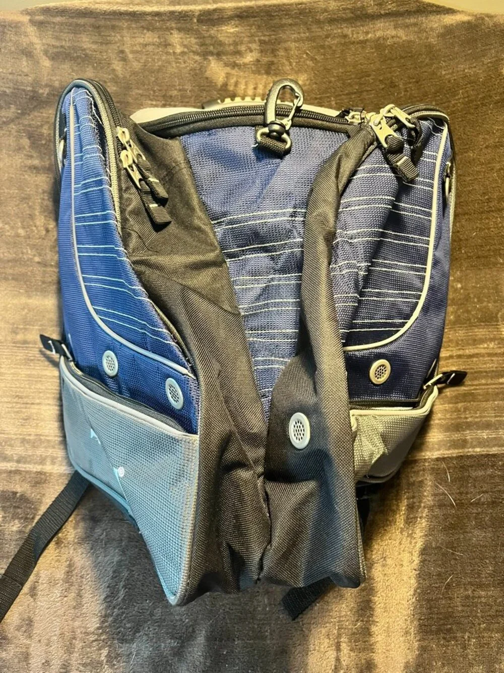Athalon Tri-Athalon Youth Ski Boot Bag/Backpack Blue Silver Stripes Kids